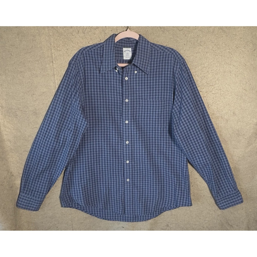 Brooks Brothers Regent Shirt Mens Sz L Blue Check Original Polo Pocket